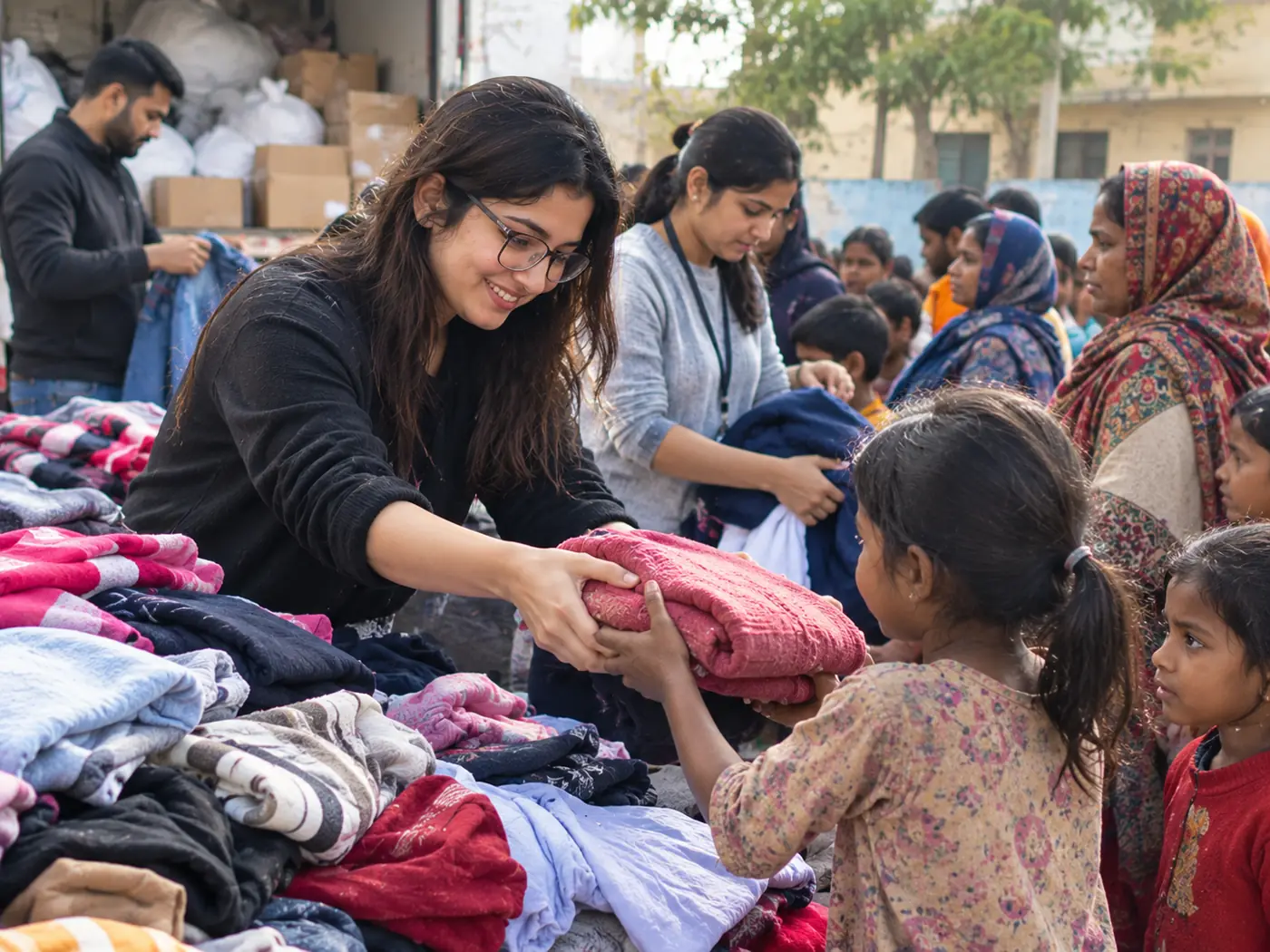 Clothes distribution to children