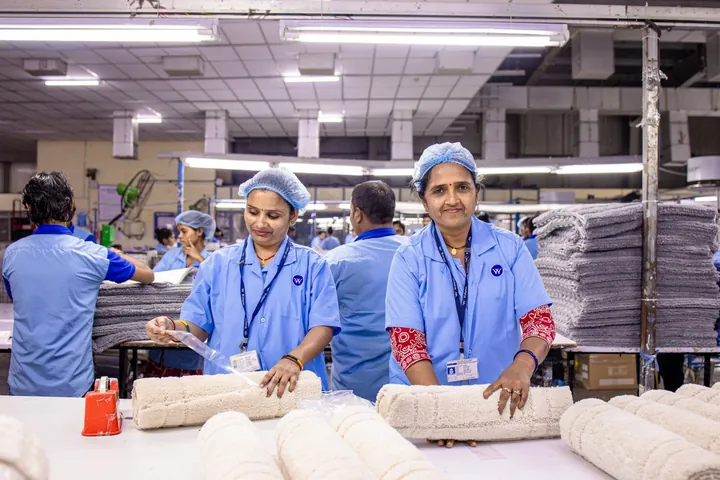 Workers packing finished goods