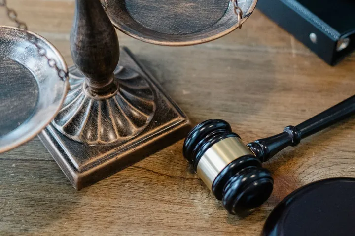 Scales of justice and a gavel